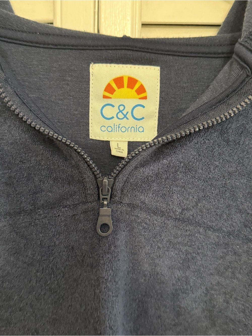 C&C California Navy Terry Short Sleeve Half-Zip Hooded Pullover - Picture 2 of 8